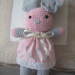Amigurumi rabbit in cotton dress decoration children&#39;s room