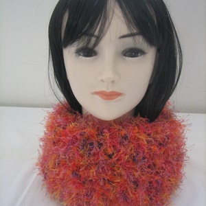 Collar - Choker with fancy wool orange red pink and lilac