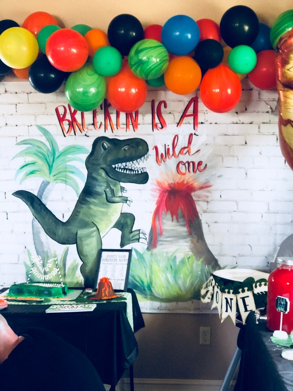 Custom Dinosaur Back Drop Dinosaur Birthday Decorations Etsy