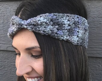 Taube Cinched häkeln Winter Stirnband / häkeln Winter Ohrwärmer / Geschenk für sie / häkeln Stirnband / Kopf wickeln / Weihnachtsgeschenk /