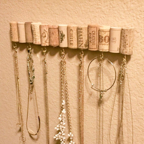 Wine Cork Jewelry Hanger / Wine Cork Necklace Hanger / Wine cork jewelry holder / Jewelry display / Stocking Stuffer / Earring holder /