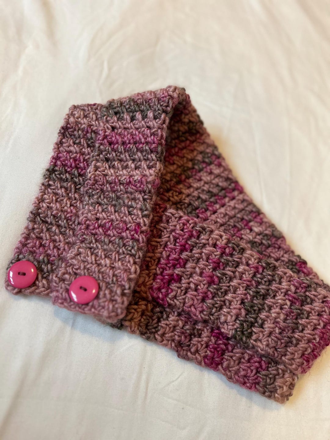 Pink Neck Wrap With Button Closure / Crochet Winter Scarf / Gift for ...