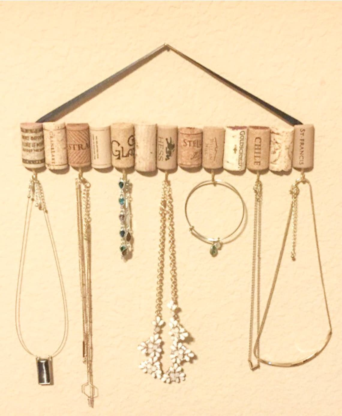 Wine Cork Jewelry Hanger / Wine Cork Necklace Hanger / Wine Etsy