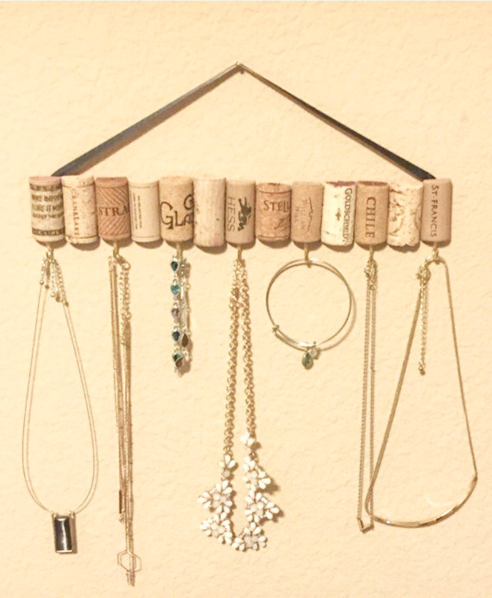 Wine Cork Jewelry Hanger / Wine Cork Necklace Hanger / Wine Etsy