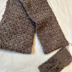 Brown Winter scarf and headband set / Crochet Winter scarf / Gift for her / Crochet scarf / neck Wrap / Stocking Stuffer /