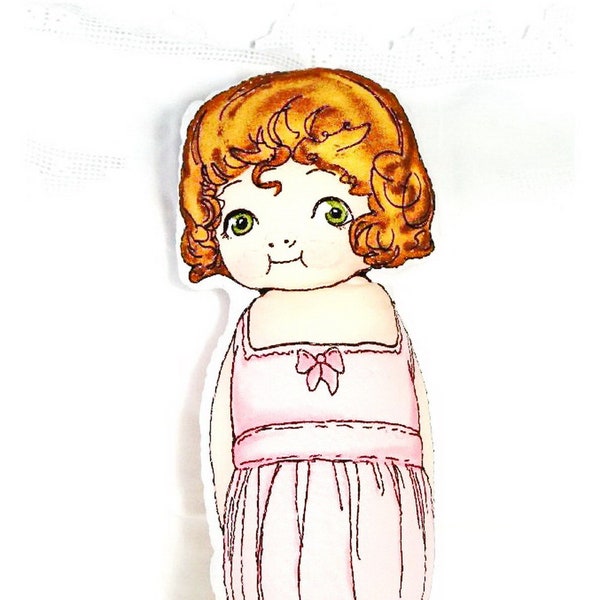 Decoratieve pop "Dolly (1)", quilt katoenen stof kussendoek pop, knuffelkussen voor kinderbed, bank, slaapkamerdecoratie