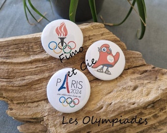 Lots de badges "les Olympiades", esprit Sport