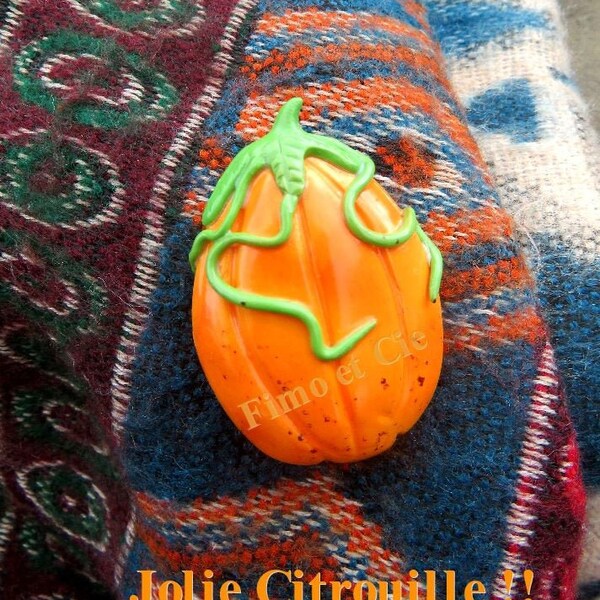 broche fantaisie en fimo "la broche citrouille!"