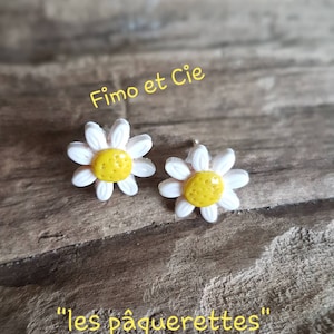 Puces d&#39;oreilles fantaisie  &quot;Les pâquerettes&quot;
