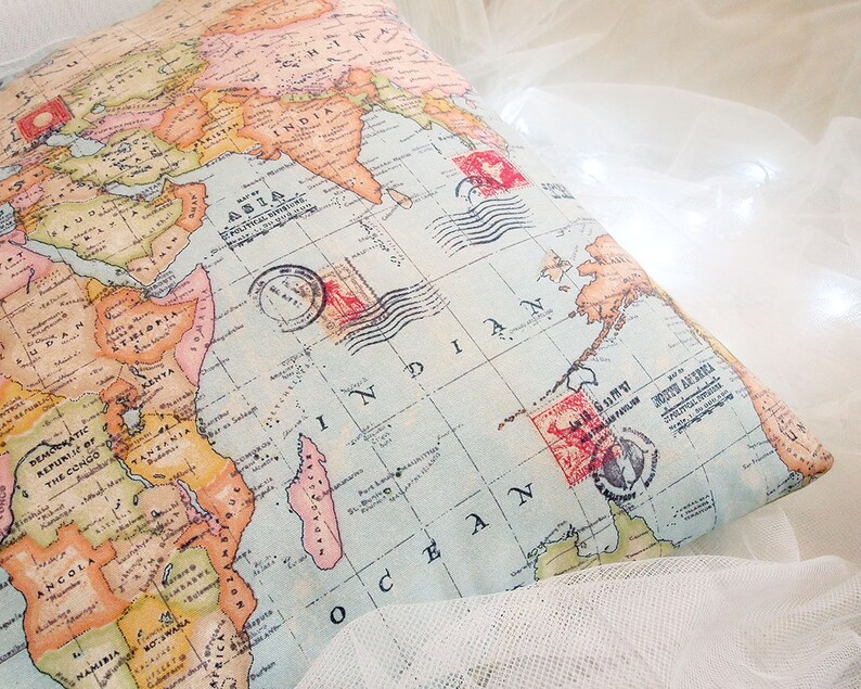 WORLD MAP pillow Travel gift for him, Throw Map Pillow for colorful decor, whole world map gift for boyfriend, geography lovers gift image 3