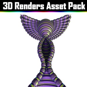 Pacote de recursos de renderização 3D - Ativos gráficos de arte psicodélica