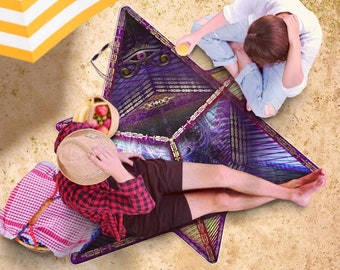 Golden Merkaba Freeform Beach Towel