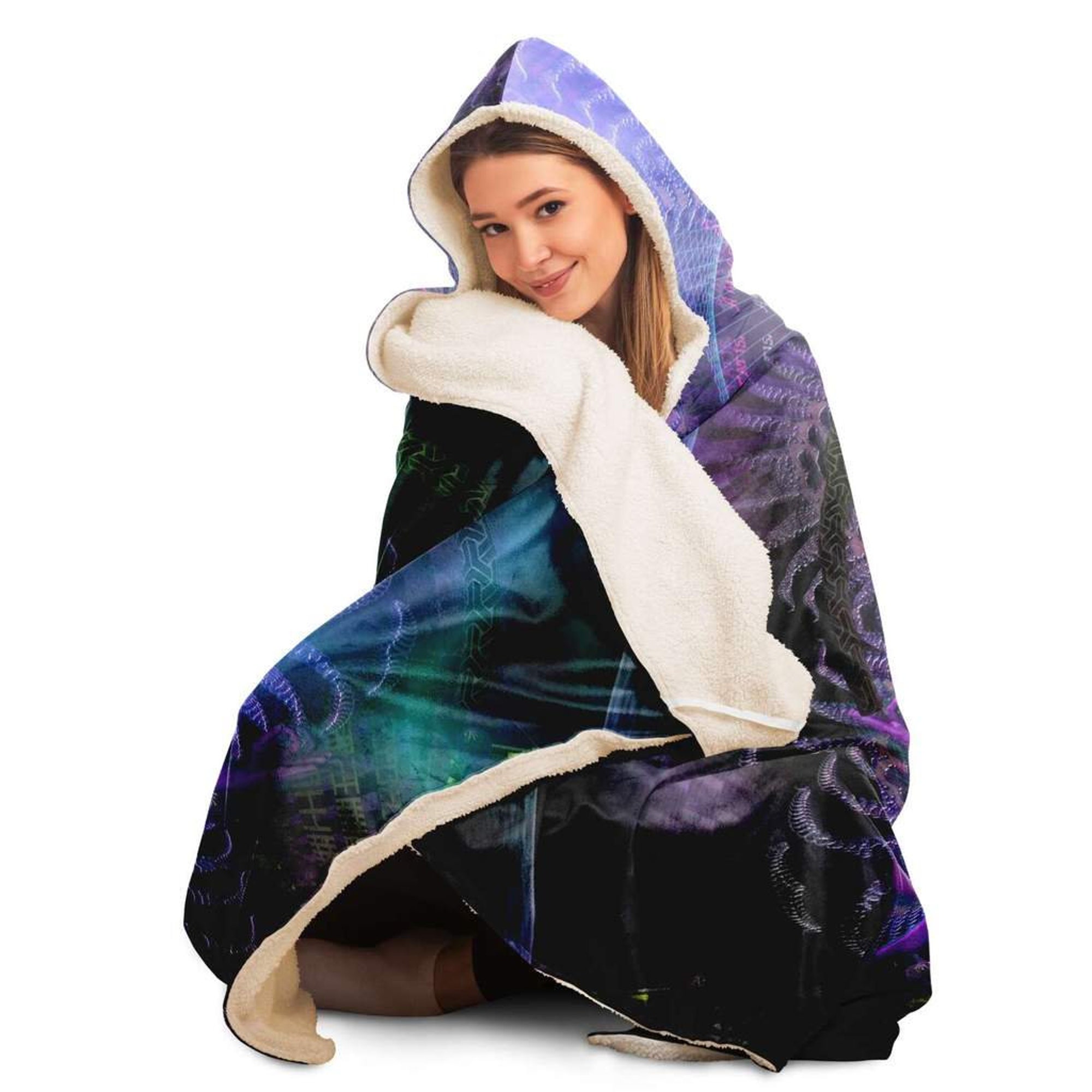 Discover Luminous Presence Hooded Blanket Sherpa