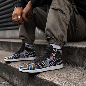 Chromadelic Psychedelic Rainbow High-Top Streetwear Shoes | Festival Sneakers | Unisex Statement Footwear image 6