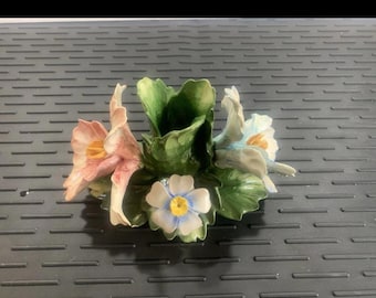 Capodimonte Italy Vintage Porcelain Flower Candlestick Candle Holder
