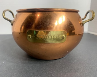 Vintage Copper toned Potpourri pot with handles no lid