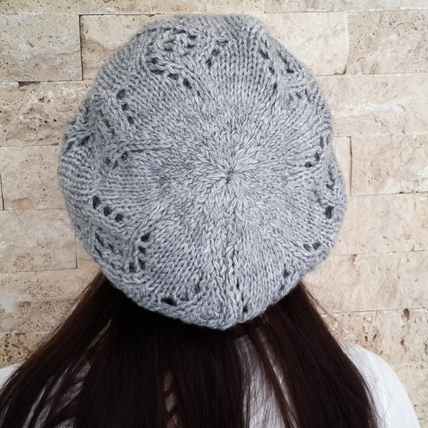 Gray French Beret, Parisian Beret, Slightly Slouchy Hat for Women, French inspired