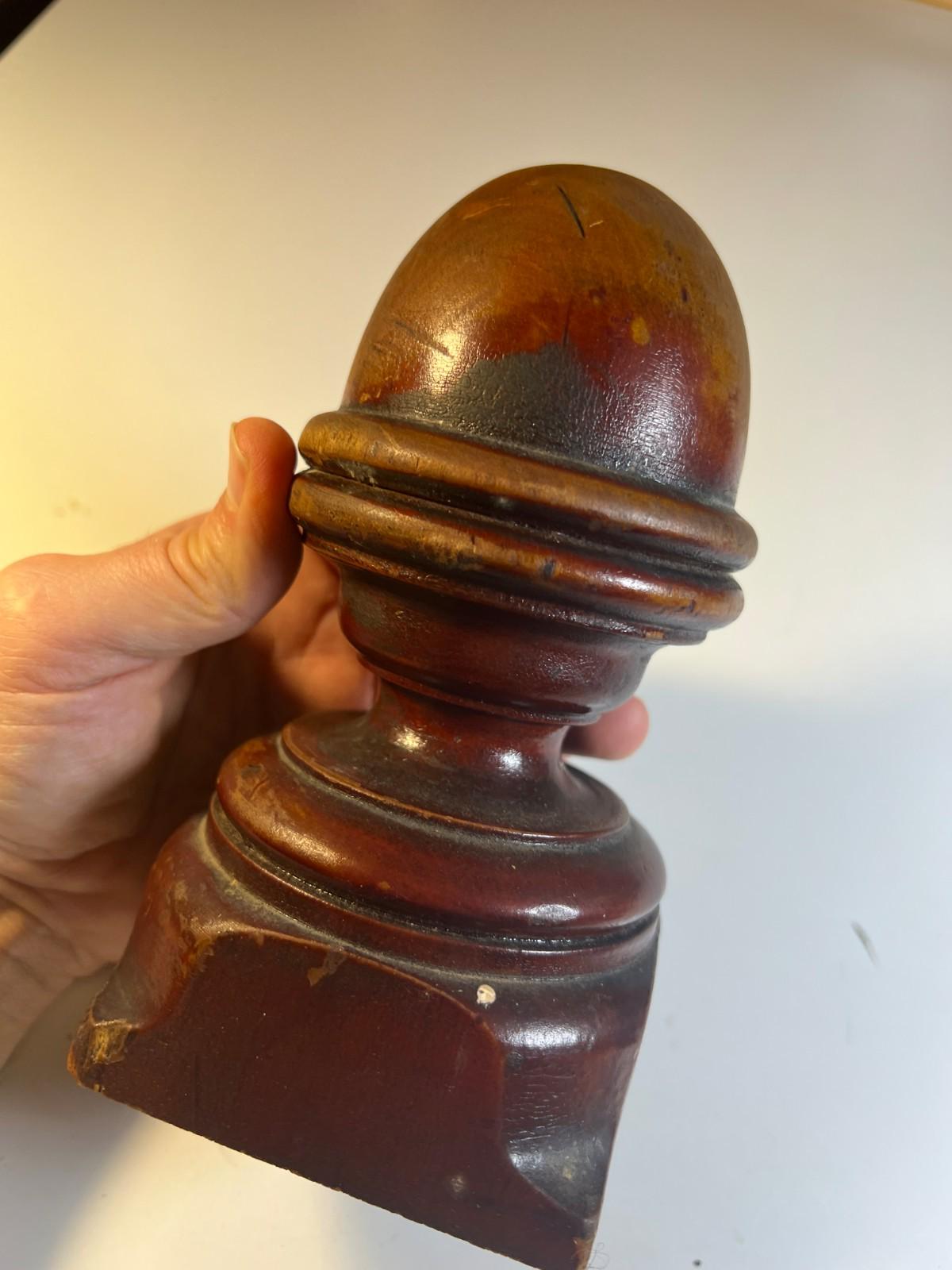 Antique Victorian Staircase Railing Wood Newel Post Cap Acorn Accorn ...