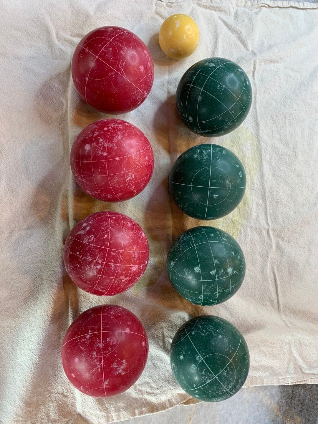 Set of Eight 8 Bocce Bocci Balls Set Red Green Heavy Weight Etsy