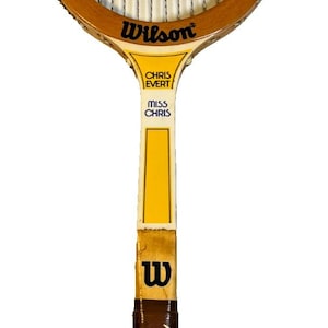 Raqueta de tenis vintage Wilson Chris Evert "Miss Chris" de madera, empuñadura de 4 3/8", década de 1970