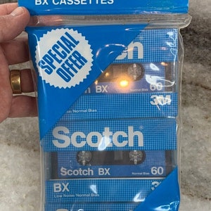 Vintage 1980s 3-pack scotch/3m bx cassette tapes 60 min low noise sealed/new