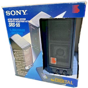 Vintage sony srs-55 active speaker system walkman discman nos made in japan 1991 image 1