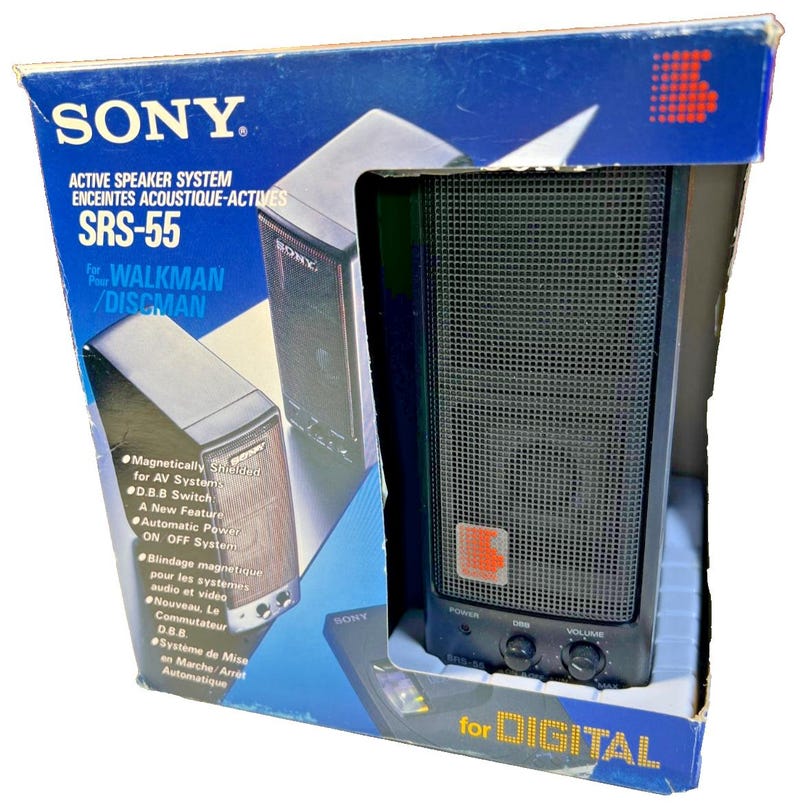 Vintage sony srs-55 active speaker system walkman discman nos made in japan 1991 image 1