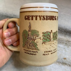 Vintage otagiri cup/mug gettysburg pennsylvania monuments embossed/raised japan