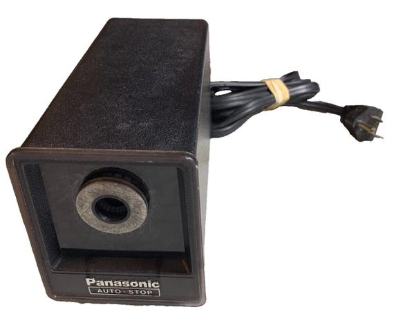 Vintage made in japan panasonic black chrome electric pencil sharpner kp-77
