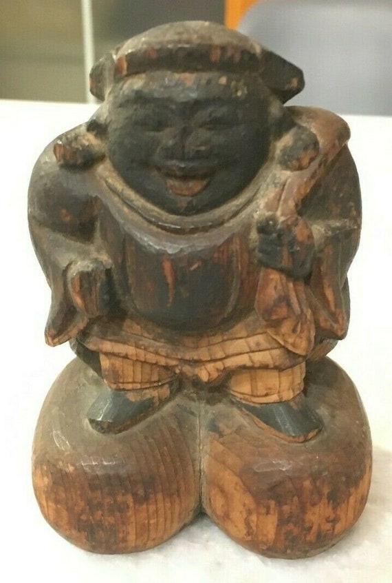 Very Old Japanese Wooden Statue/Sculpture of Daiko