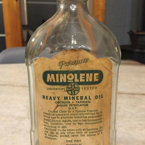 Antique Bottle w/Label: Purepac Minolene of New York, NY & Los Angeles, CA!