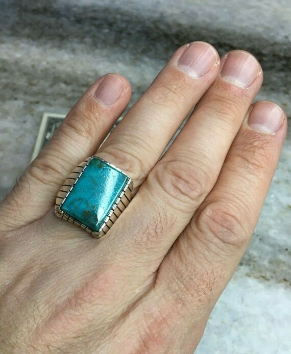 Incredible Vintage Native American Navajo Ray Jack Huge Turquoise Sterling Silver Ring Incredible Vintage Native American Navajo Ray Jack Huge Turquoise Sterling Silver Ring