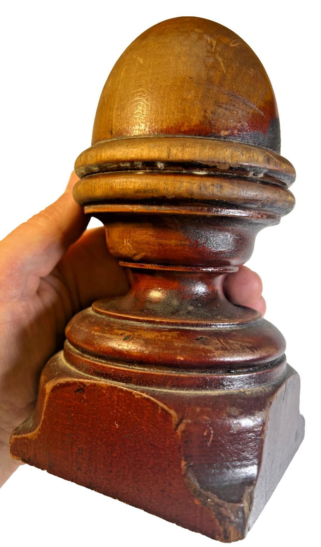 Antique Victorian Staircase Railing Wood Newel Post Cap Acorn Accorn ...