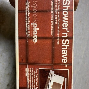 Nos vintage 1981 shower n shave bathroom shower shelf rack mirror wall adhesive zdjęcie 3