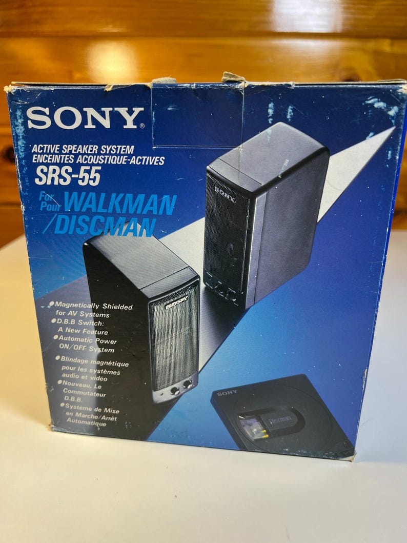Vintage sony srs-55 active speaker system walkman discman nos made in japan 1991 image 8