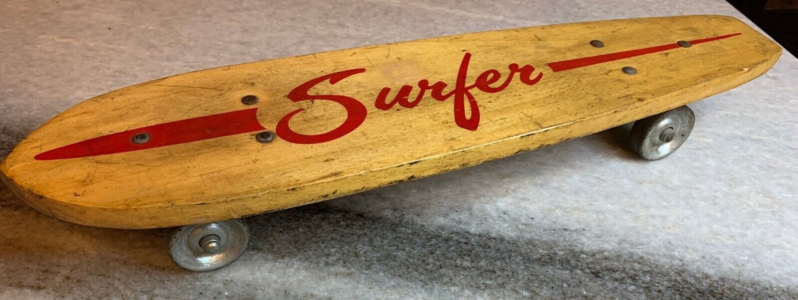 Rare: Antique Vintage 1960s Wooden Wood Early Skateboard Rare: Antique Vintage 1960s Wooden Wood Early Skateboard