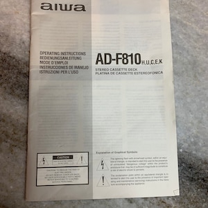Aiwa ad-f810 original stereo cassette deck operating instruction manual
