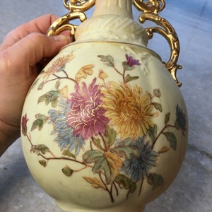 Antique rw rudolstadt germany hand painted porcelain art nouveau vase gilded