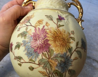 Antique rw rudolstadt germany hand painted porcelain art nouveau vase gilded