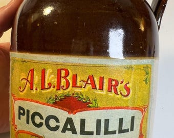Antique a.l. blair’s piccalilli stoneware crock jug brattleboro vt attic mint
