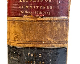 Antique book 1862 civil war abraham lincoln war spending congress report leather