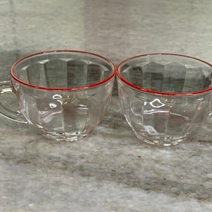 4er Set: Antike Art Deco Duralex hergestellt in Frankreich klare Tee / Punsch Tassen Gläser