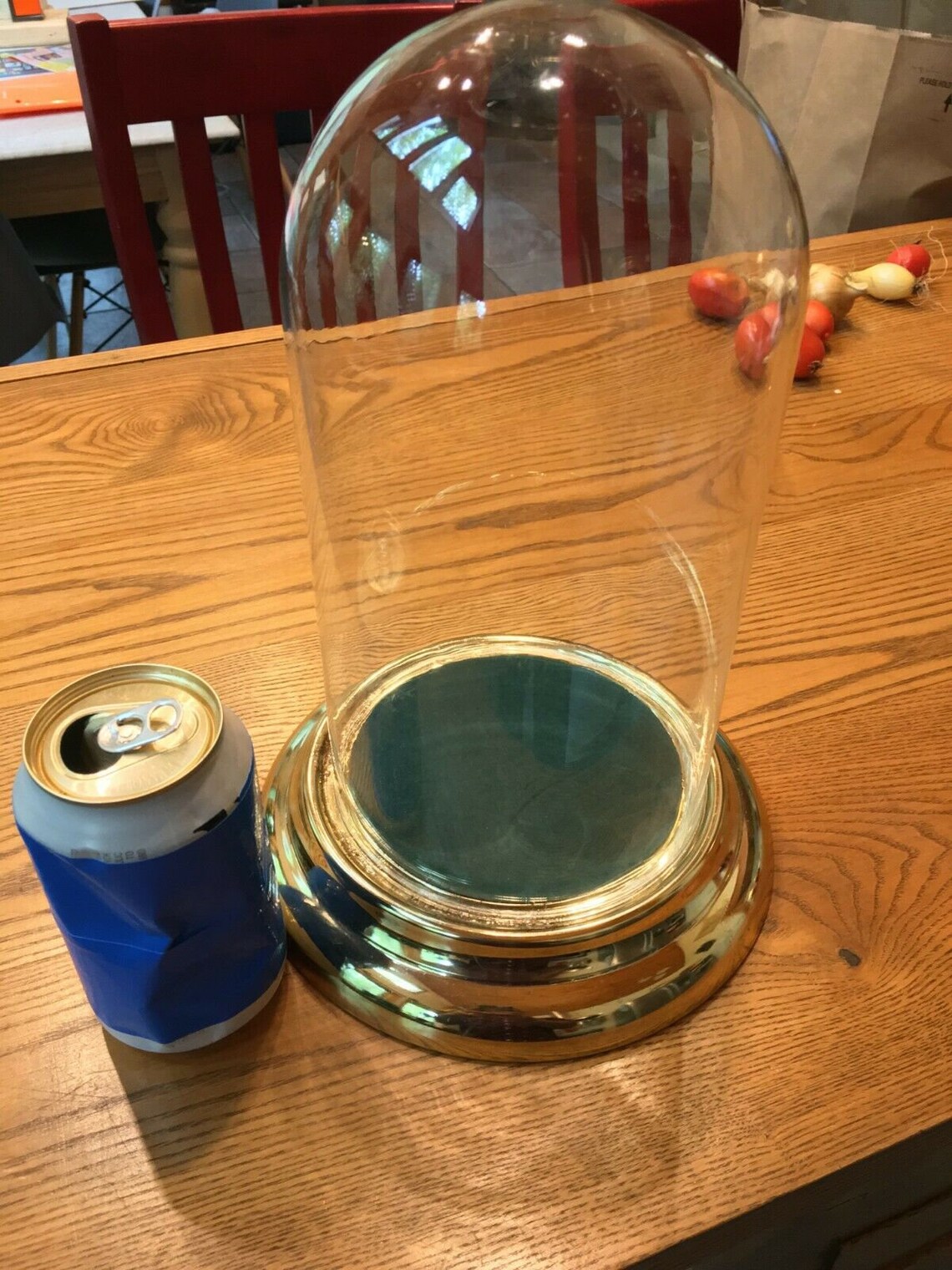 Vintage Glass Dome Bell Jar/cloche Specimen Display W/metal Base 11.25