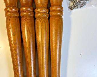Juego de 4 patas de mesa de madera de roble estilo vintage de mediados de siglo con montaje angular de 14,25 pulgadas.