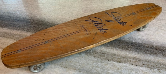Rare 1960s Vintage Wooden Skateboard Skate N Glide Sidewalk 