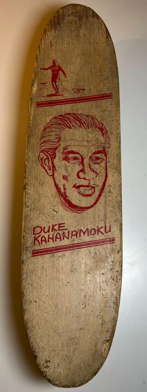 Vintage Duke Kahanamoku Wooden Wood Skateboard 1960s 60s Surf Era