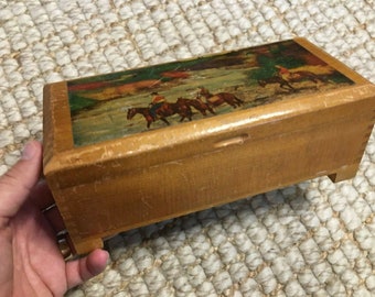 Details about   Wood and Metal Small Regal Box with Horse Theme 