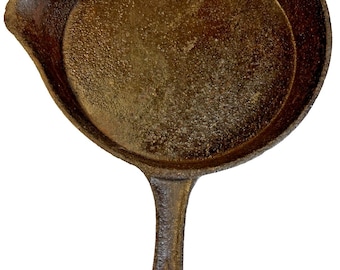 Antique 1700-1800s 3 leg cast iron skillet gate mark single spout fancy handle