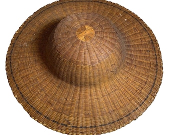 Antique Asian Hat / Chinese Hat. Woven Bamboo Hat. Colonial  display picture 1