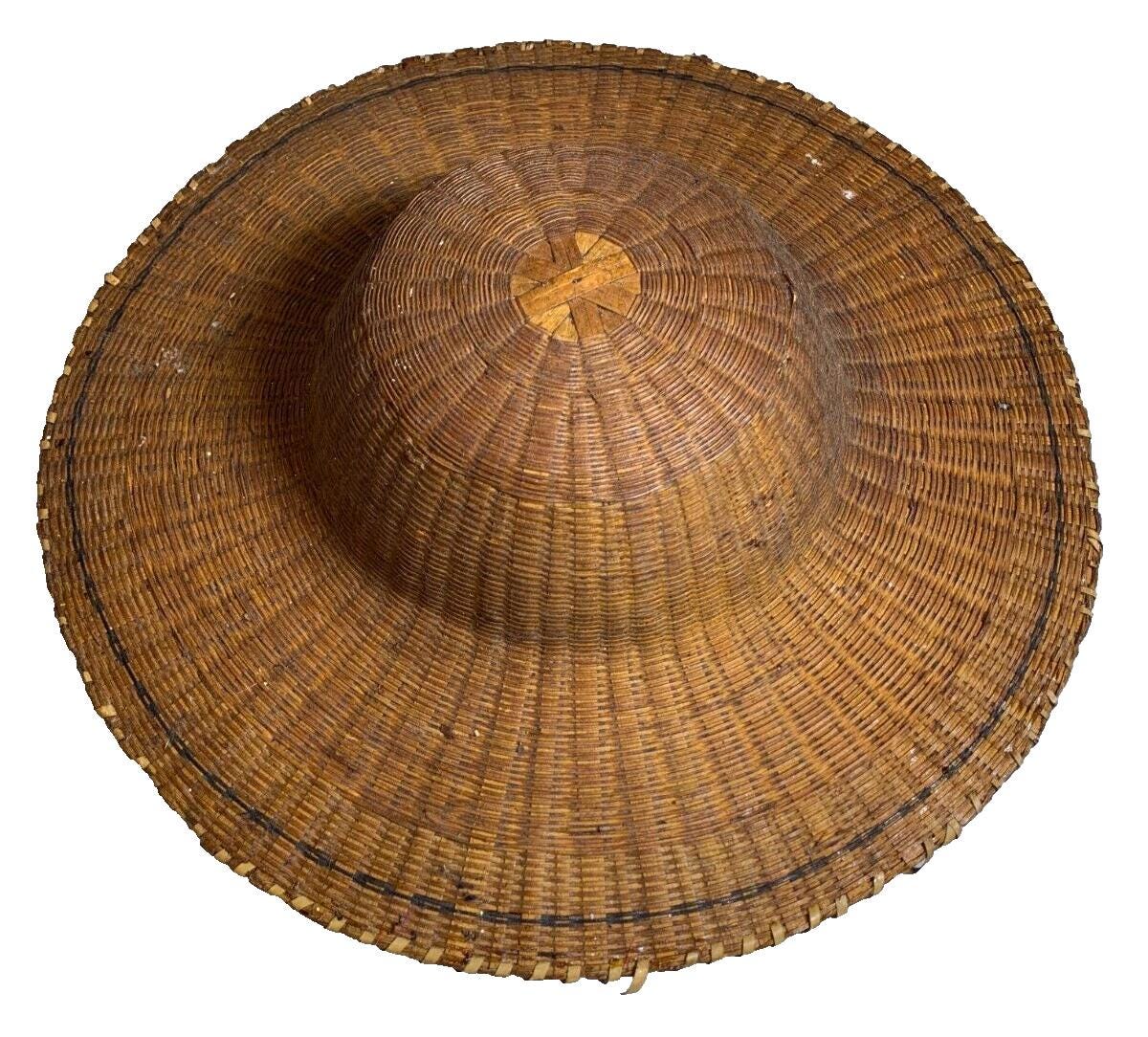 Antique Vintage Mid Century Fine Rattan Woven Bamboo Asian Chinese